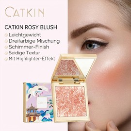 CATKIN Rouge Blush, Baked Powder Blush and Highlighter 2 in 1, Shimmer Creamy Texture, Highly Pigmented, Durable, Feather-Light Formula, Easy to Blend for a Fresh Look, 10 g