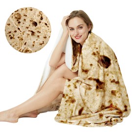 LetsFunny Burrito Tortilla Wrap Blanket, Burrito Wrap Novelty Blanket Tortilla Towel for Adults/Kids, Giant Round Beach Towel/Throw Blanket/Picnic Blanket (47in)