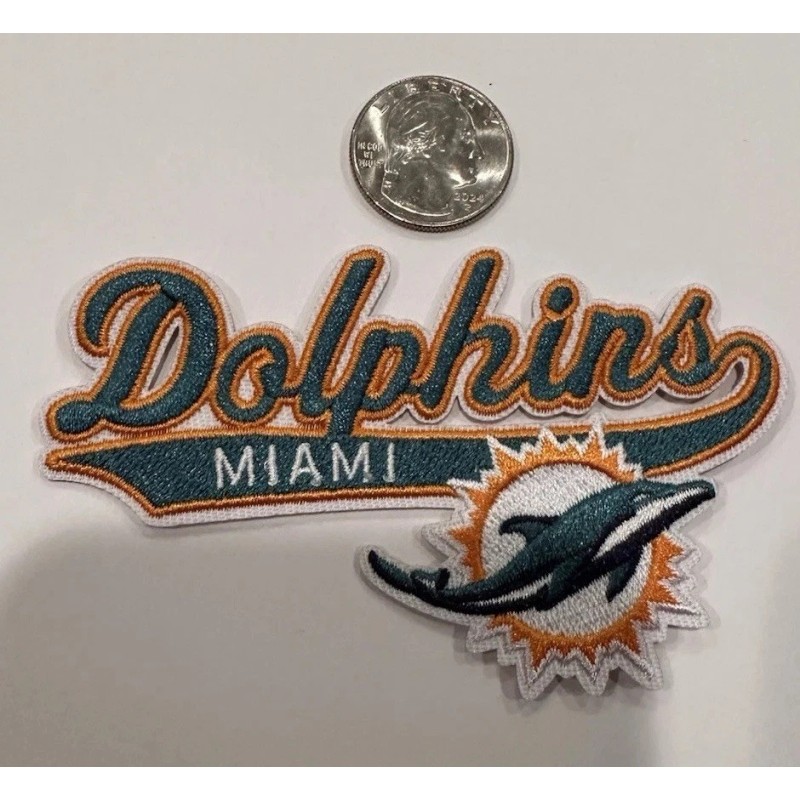 Miami Dolphins Embroidered iron on logo patch Approx 4”x 2.5”