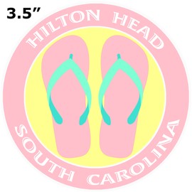 Athena Brands Flip Flops Hilton Head South Carolina - Car Truck Window Bumper Sticker Decal - Surf Shack Pink