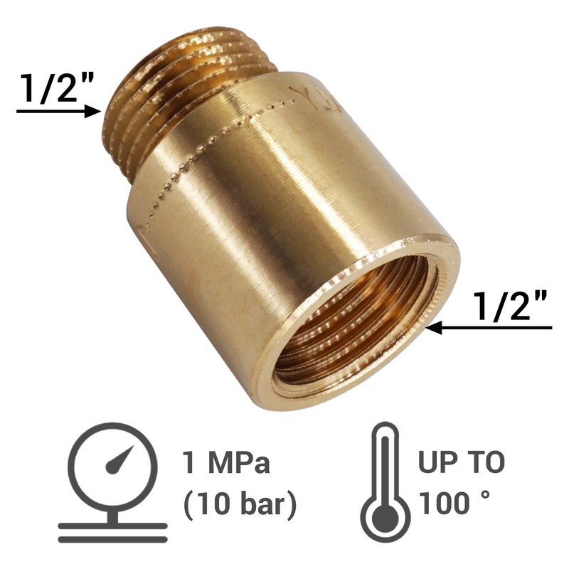 SKIR'CO Pipe Thread Extension 1/2 Inch Tap Extension Male and