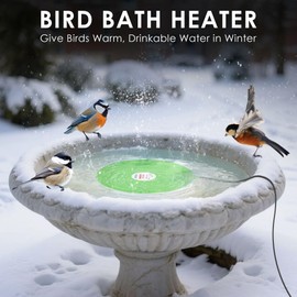 Dreyoo 60W Bird Bath Heater, Submersible De Icer for Outdoor Winter Use, Thermostatic Control, IP65 Waterproof, Chicken Water Heater for Birds, Poultry, Livestock, Wildlife Drinking
