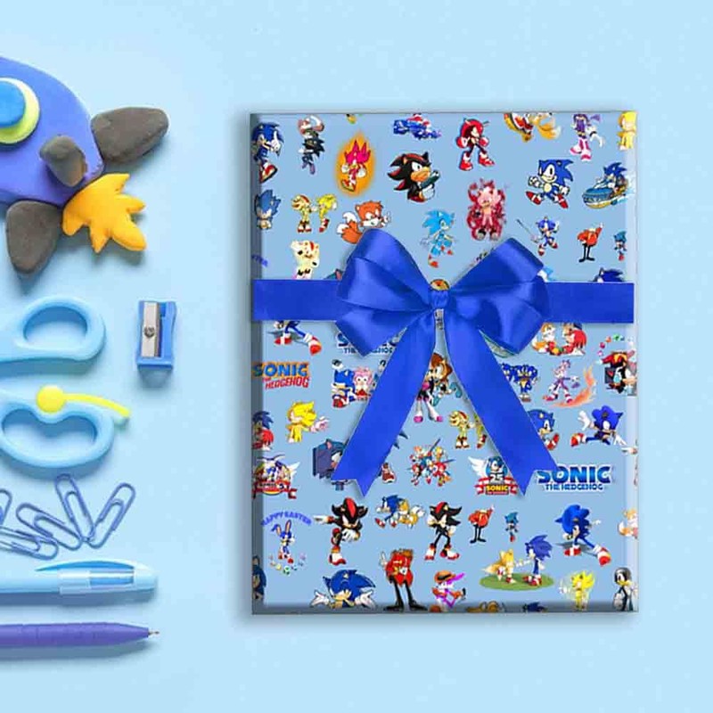 Sonic Wrapping Paper, 5 PACK Present Wrapping Paper 70x50cm Birthday