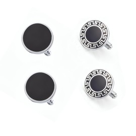 2 Pairs of Men's Cufflinks Stainless Steel Wedding Classic Cufflinks for Men Wedding Dance Party Business, Stainless Steel, No