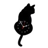 LOVIVER Wagging-Tail Cat Quartz Wall Clock for Decor, Black Cat