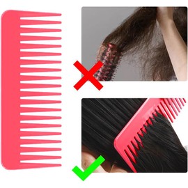 Wide Tooth Comb, Large Tooth Combs Hair Detangling Comb Brush No Handle Detangler Comb 2 PCS Great for All Hair Types, Fine and Wide Plastic Comb for Thick Curly Hair (Light Pink, One size)