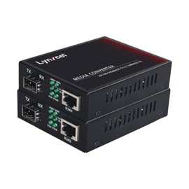 Lynxcel Gigabit Fiber Media Converter, Open SFP Slot SFP to Ethernet Converter, 10/100/1000Base-TX to 1000Base-FX Fiber Ethernet Converter, Support SFP Gigabit Modules, 1 Pair