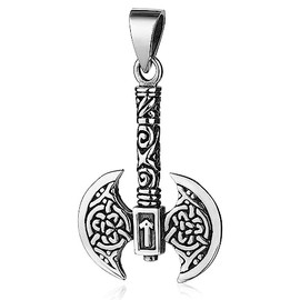 MATERIA by Matthias Wagner Viking Axe Pendant 925 Silver Celtic Jewellery Men's KA-27, Silver