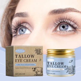 Coffee Beef Tallow Eye Cream for Dark Circles, Beef Tallow for Skin Caffeine Eye Cream, Organic Grass Fed Beef Tallow Eye Treatment Reduce Puffiness Anti-Aging Under Eye Cream