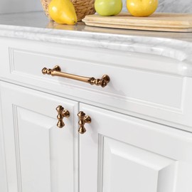 Asidrama 6 Pack 5 Inch(128mm) Champagne Bronze Kitchen Cabinet Handles,Brushed Brass Cabinet Pulls Kitchen Cabinet Hardware for Cupboard Gold Drawer Pulls