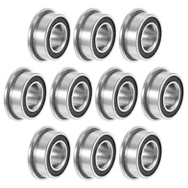 sourcing map MF105-2RS Flanged Ball Bearing 5x10x4mm Double Sealed Chrome Steel Bearing 10pcs