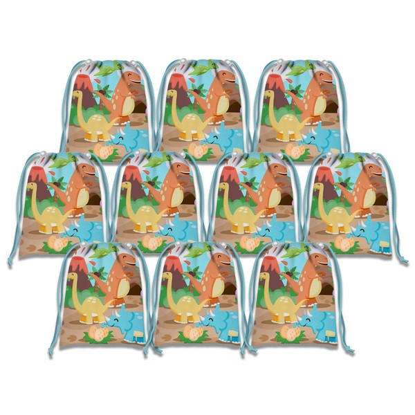Little Dino Dinosaur Drawstring Bags Kids Birthday Party Supplies Favor Bags 10 Pack