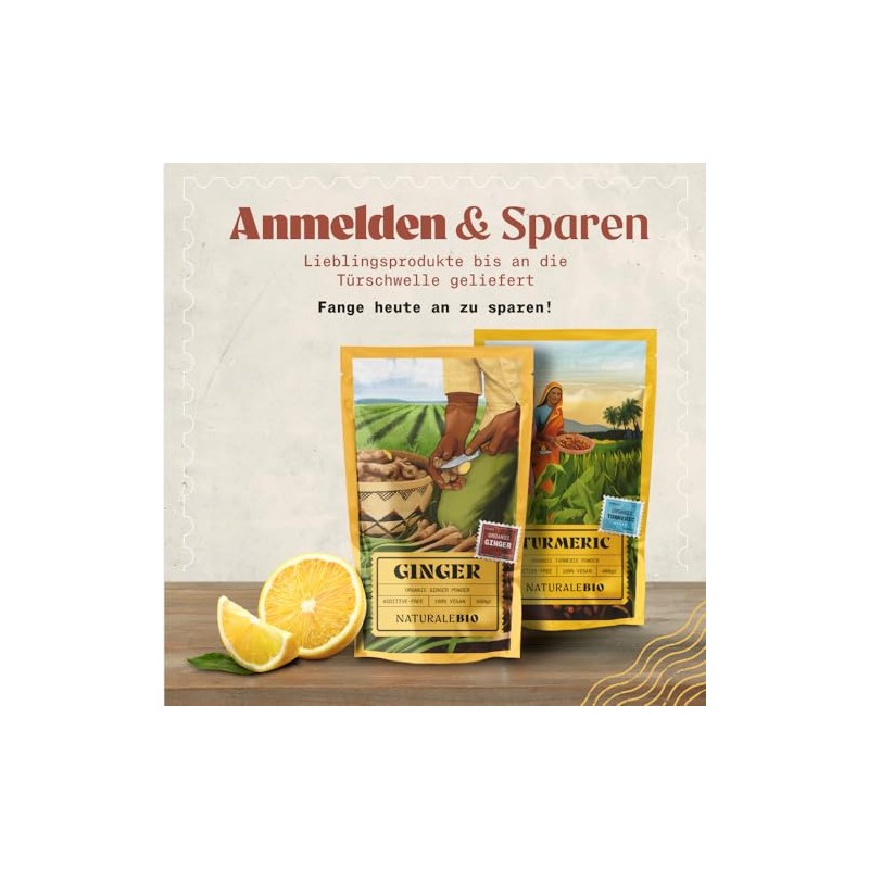NaturaleBio Ginger Powder Organic 400 g Ginger Shot Powder, 100%