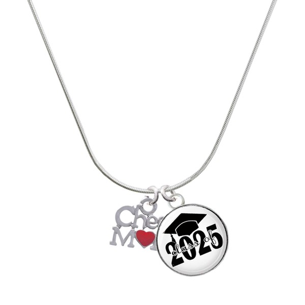 Delight Jewelry Silvertone Cheer Mom with Red Heart Script Class