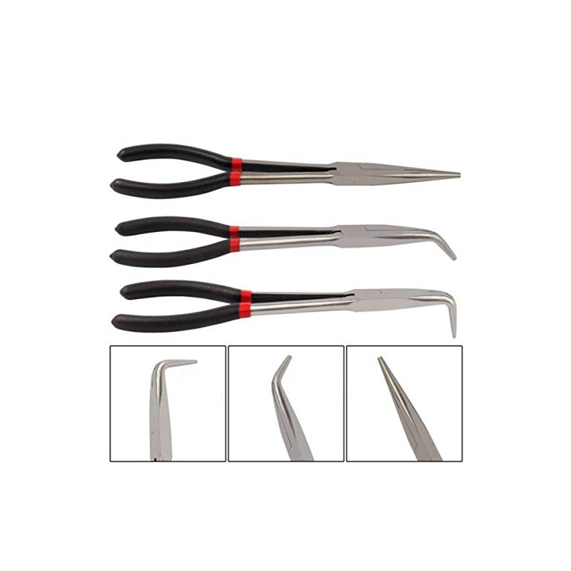 3Pcs 11 inch Extra Long Nose Pliers Set, Straight Needle
