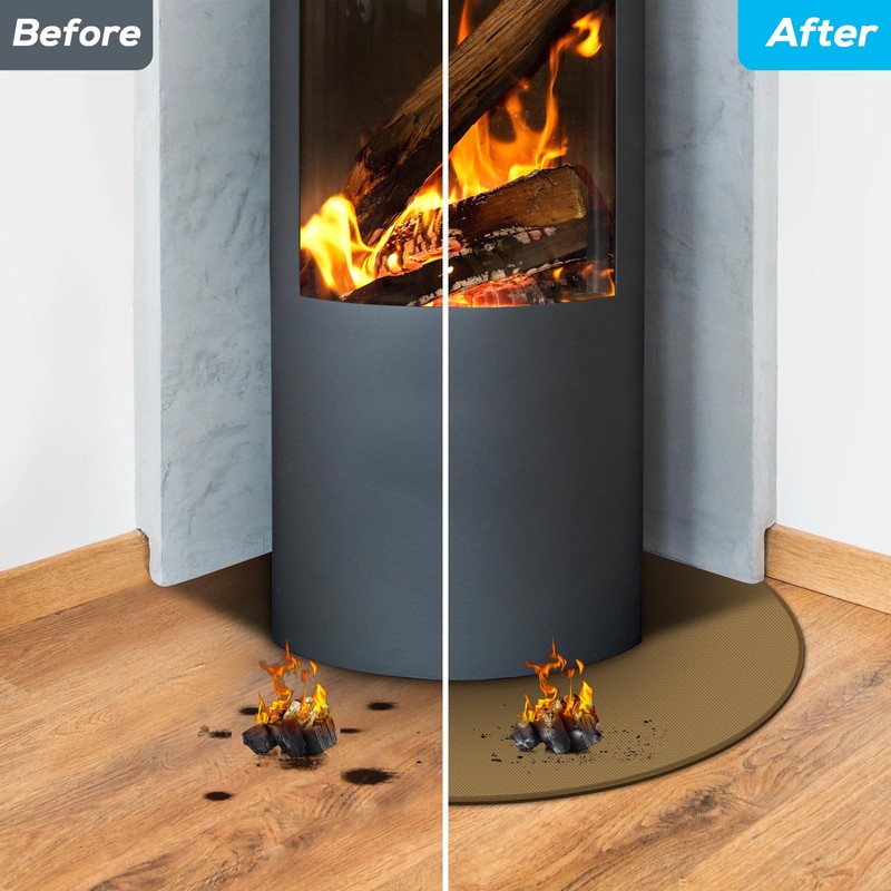 FLASLD Fireproof Wood Burning Stove Mat 40×40 inch Half Round
