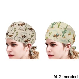Paquete Gorros Limpieza Banda Sudor Ajustable Lazo Espalda Turbante Mujeres Hombres Cactus Cowboy Horse One Size