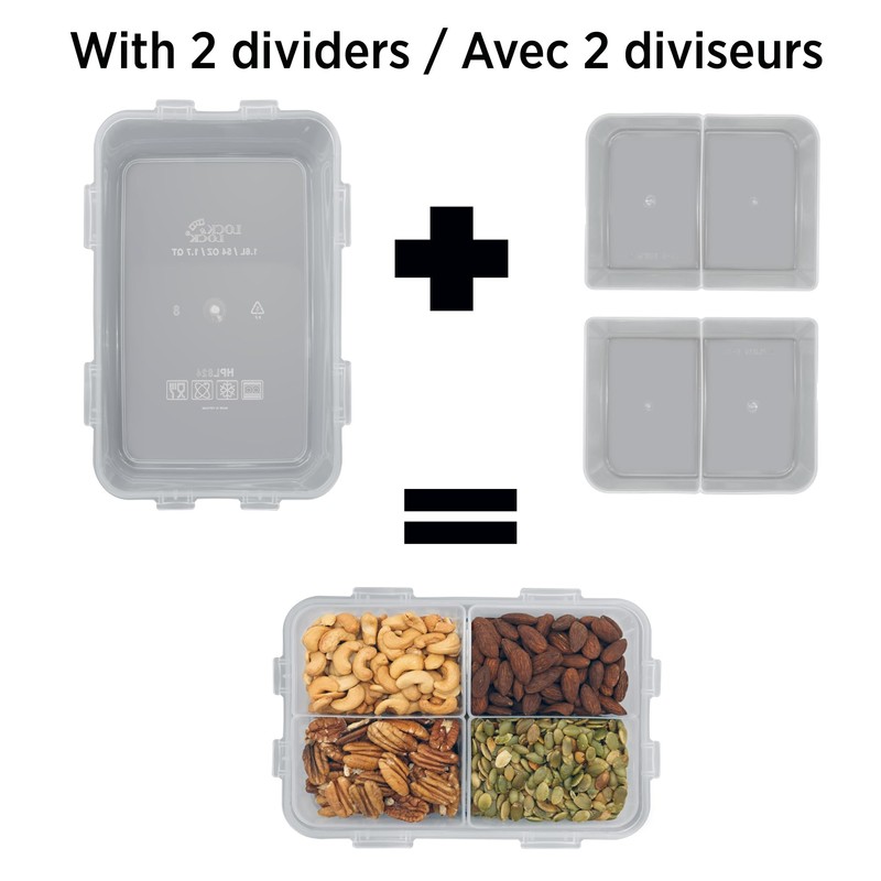 Starfrit LocknLock Plastic Divided Lunch Container - Removable Divider -