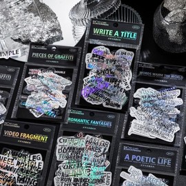 180 PCS Vintage Nice Words Scrapbook Stickers Kit Quote PET Transparent Waterproof Stickers Set for Junk Journal Journaling Water Bottles Phone Laptop Decals Pack for Teens Girls Kids Adults