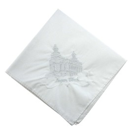 Lifebeats White Handkerchief by Ringmasters | Soft Handkerchief with LDS Temple Embroidery | White Handkerchief for Men or Women | Cotton Handkerchief, (Logan Utah)