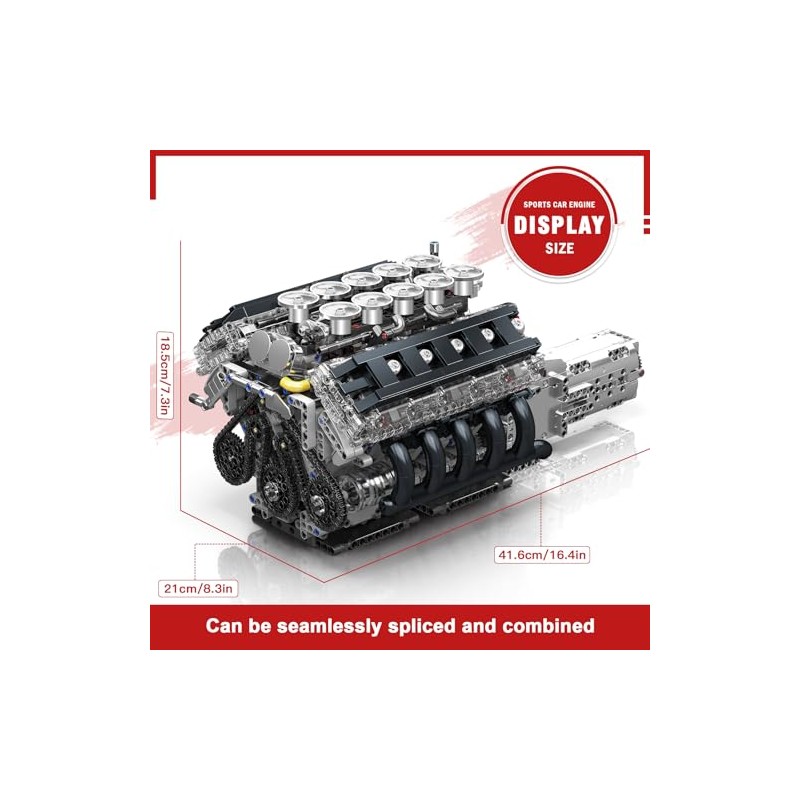 Mould King LR V10 Engine Model Kit for Adults, 1834