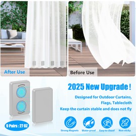 18pcs Outdoor Curtain Weights, Waterproof Magnetic Curtain Weights, Heavy Drapery Weighted Magnets Bottom for Heavy Wind, Shower Curtain, Garden Flag, Tablecloth (Gray)