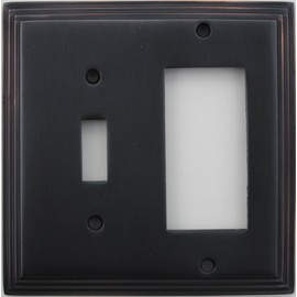 Classic Accents Deco Oil Rubbed Bronze 2 Gang Wall Plate - 1 Toggle Switch Opening and 1 Gfi/Rocker Opening