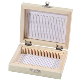 CHGCRAFT 25 Place Wooden Microscope Slides Holder Microscope Slide Storage Boxes Iron Clasps Hinged Storage Microscopes Slide Holder Case Beige 5.12x4.25x1.38 Inch