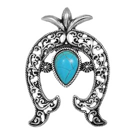 Rosemarie & Jubalee Women's Statement Size Western Squash Blossom Semi Precious Turquoise Howlite Stone Stretch Cocktail Ring