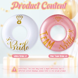 Motionchic 7 Pcs Bride Pool Float Funny Bachelorette Party Decorations Inflatable Pool Tubes for Adults 48'' Team Bridal Pool Floaties Party Favors for Bachelorette Bridal Shower Party