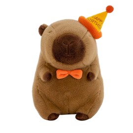 Ninnyi Ninnyi 25 cm Capybara Plush Gifts, Cute Stuffed Capybara Teddy Toy with Happy Birthday Top Hat