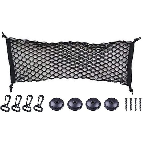 Adjustable Elastic Heavy Duty Cargo Net, Nylon Car Trunk Rear