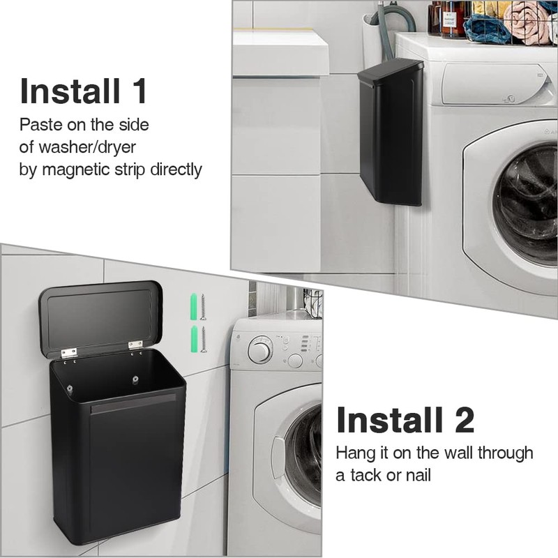 Picowe Magnetic Laundry Storage, Large Metal Lint Holder Bin with