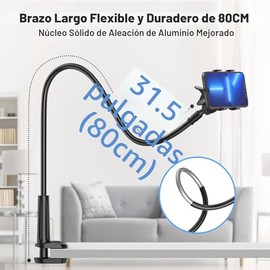 Soporte para Teléfono Celular de Cuello de Cisne, Soporte Universal Flexible 360 para Teléfono, Soporte Perezoso con Brazos Largos y Abrazadera para P