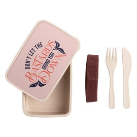 Fabulous Lunch Box with Cutlery Pink - Don't Let the Bastards Grind You Down Typography Message Self Care Bien Etre Health Empowerment - 700ml