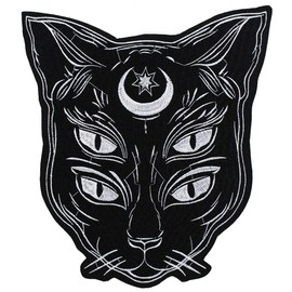 Simple Fashion Black Cat Embroidery Patches Iron-On Sticker DIY for Punk Jacket Back Badge Scrapbooking Decorative Sewing 1 Piece