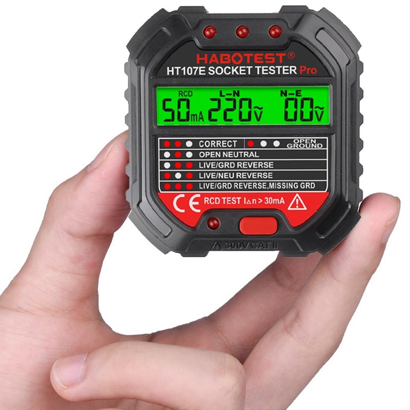 Xrten Socket Tester with RCD Test, Power Socket Tester with