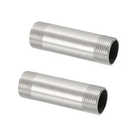 PATIKIL 304 Stainless Steel Pipe Fitting, 2 Pack 3/4" BSP Male x 3/4" BSP Male Threaded 3" Length Nipple Cast Pipe for Extending Piping, Silver