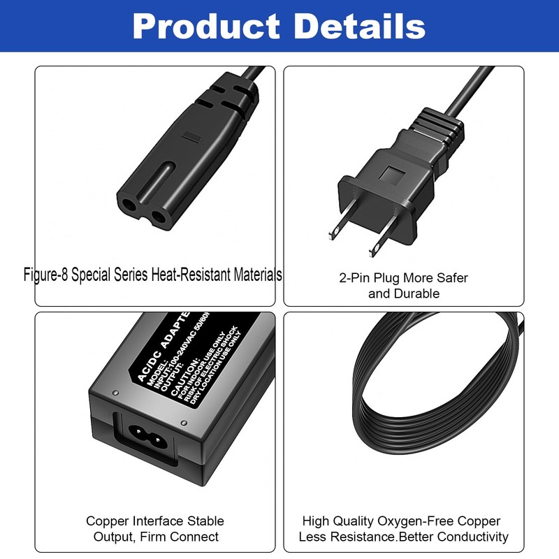 12V Power Cord for Roland PSB-5U/FP-10 Digital Piano Compatible with