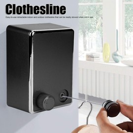 Retractable Washing Line Wall Mounted Stainless Steel Washing Line (Black)