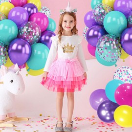 Balloons Purple, Pack of 60 12 Inch Balloons Birthday Latex Party Balloons, Purple Blue and Green Colourful Balloons Helium Suitable for Birthday Decoration, Party Decoration, Baby Showers and