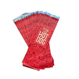 Giant Hot Dog Grease Proof Foil Food Wrapper Bags 12" Long (25)