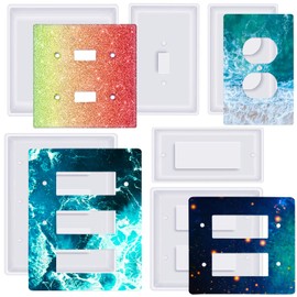 Moukiween Light Switch Cover Resin Mold, 6Pcs Silicone Molds for Standard Switch Plate Covers, Socket Panel Epoxy Casting DIY Crafts Home Decor