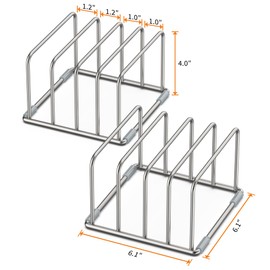 2-Pack Cutting Board Organizer, Cutting Board Holder Stand, Stainless Steel Baking Sheet Holder, Cutting Board Storage Rack with 4 slots for Baking Sheet and Cookie Sheet,1.0+1.2 Inch Width Slots