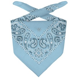 Lipodo Bandana Scarf for Women/Men/Children, 100% Cotton, Multi-Functional Scarf, One Size (55 x 55 cm) Various Ways to Wear - light blue
