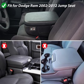 Zxiaochun Center Console Cover Compatible with 2002-2012 Dodge Ram 1500 2500 3500 Jump Seat Console, Armrest Lid Leather Protective Covering (Black)