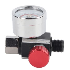 Air Pressure Regulator 0-10bar/0-140psi Aluminum Alloy Valve 1/4inBSPP Inlet Outlet ConnectorSilver