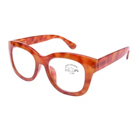 DOOViC Blue Light Glasses Womens Oversized Round Orange Frame Computer Glasses No Magnification 0.0