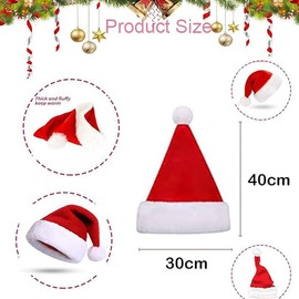 AOMAIGAD Christmas Hat, Pack of 3 Plush Santa Hat, Santa Hat, Plush Christmas Hat, Unisex Red Christmas Hats for Adults and Children (3 Pieces)