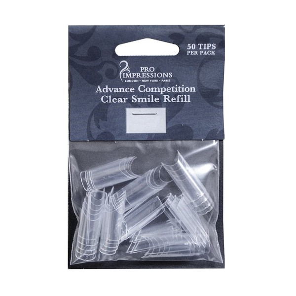 Pro Impressions Advance Competition Clear Smile 50 Nail Tips, Size